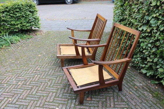 Image 1 of 2x Vintage Rookstoel Mid Century Deens Design Struik & Radstaak