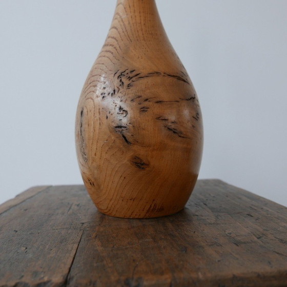 Image 1 of Vintage gezaagd houten tafellamp, Engeland 1960