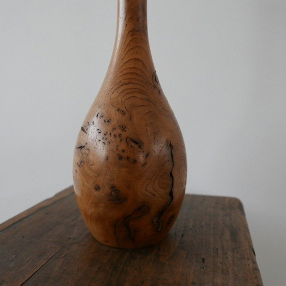 Image 1 of Vintage gezaagd houten tafellamp, Engeland 1960