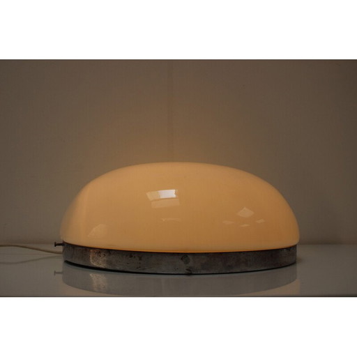 Vintage plafondlamp van chroom en glas, Duitsland 1940