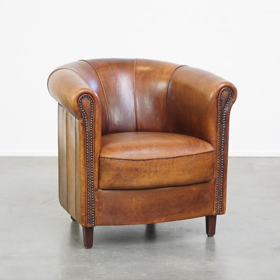 Image 1 of Clubfauteuil Gemaakt Van Schapenleer 