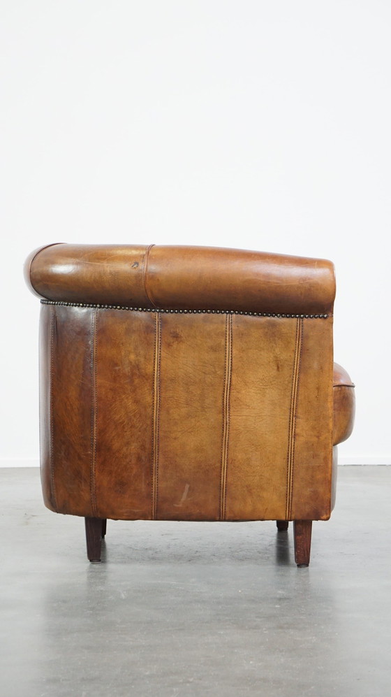 Image 1 of Clubfauteuil Gemaakt Van Schapenleer 