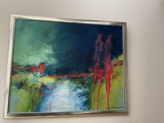 Image 1 of Kleurrijk Schilderij Inclusief Lijst Van Kunstenaar Ad Van Den Brink