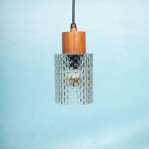 Vintage glazen hanglamp, minimalist glass pendant Sweden