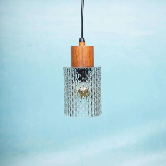 Image 1 of Vintage glazen hanglamp, minimalist glass pendant Sweden