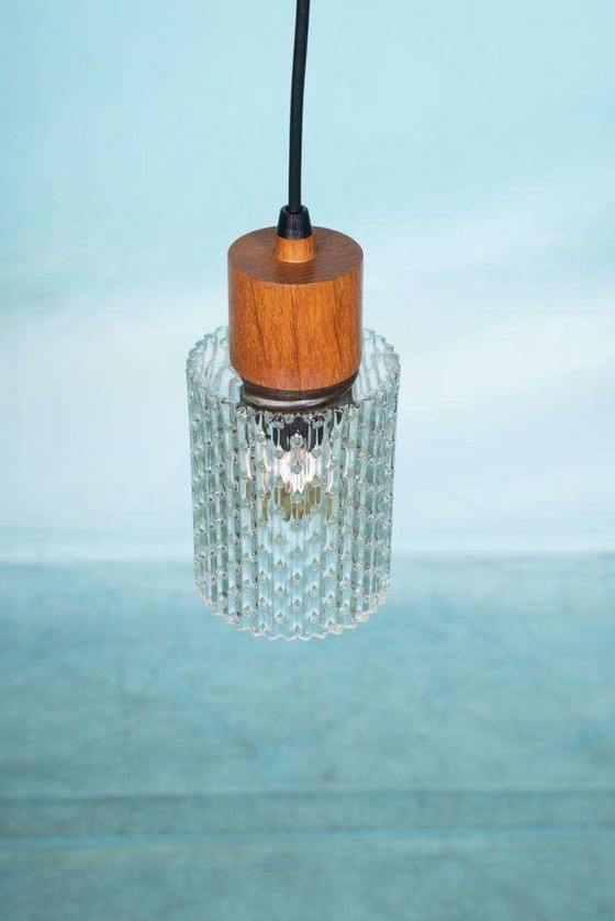 Image 1 of Vintage glazen hanglamp, minimalist glass pendant Sweden