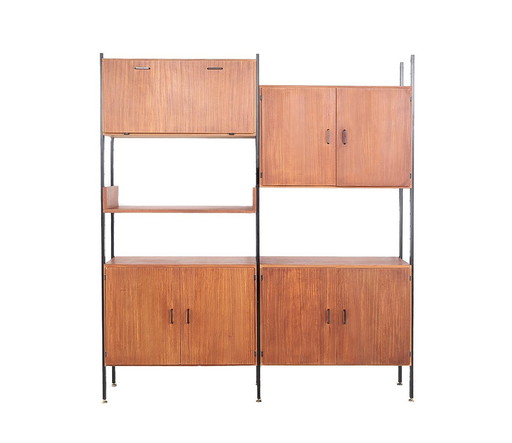 Vintage Wandmeubel Teak En Metaal, 1960S