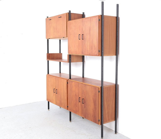 Vintage Wandmeubel Teak En Metaal, 1960S