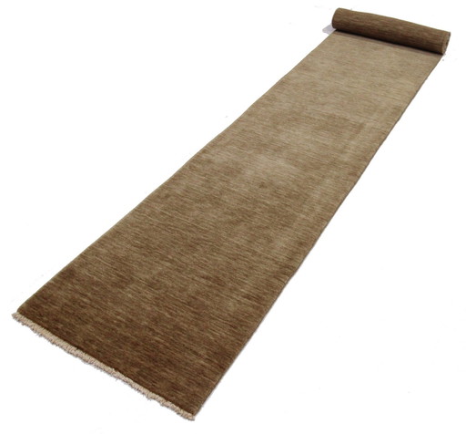 Modern Gabbeh Loom Eenkleurig Handgeknoopt Tapijt 397 X 74 Cm Nieuw Tapijt