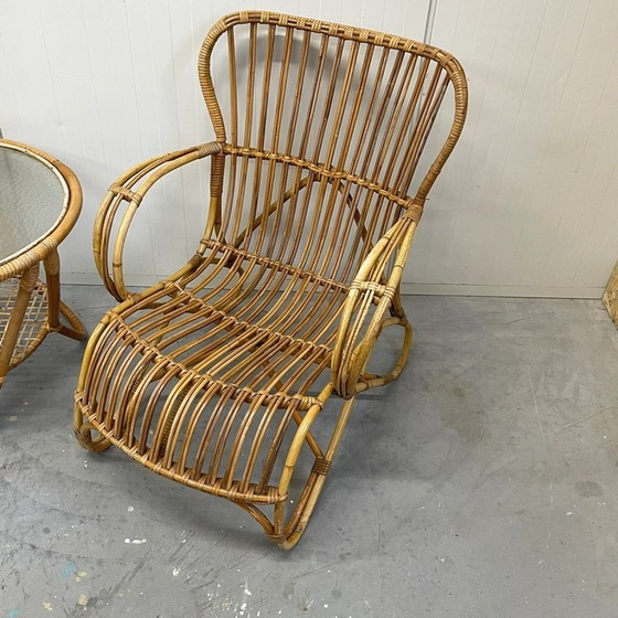 Image 1 of 2x Vintage Rotan Belse stoelen