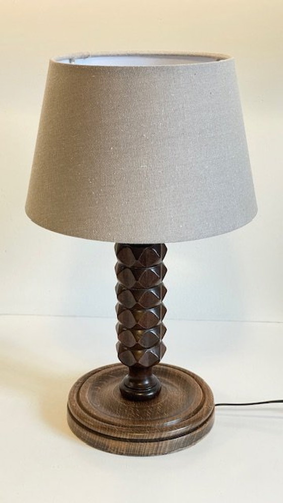 Image 1 of Vintage Charles Dudouyt Geometrische Houten Lamp