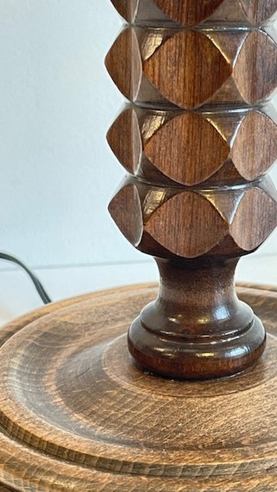 Image 1 of Vintage Charles Dudouyt Geometrische Houten Lamp