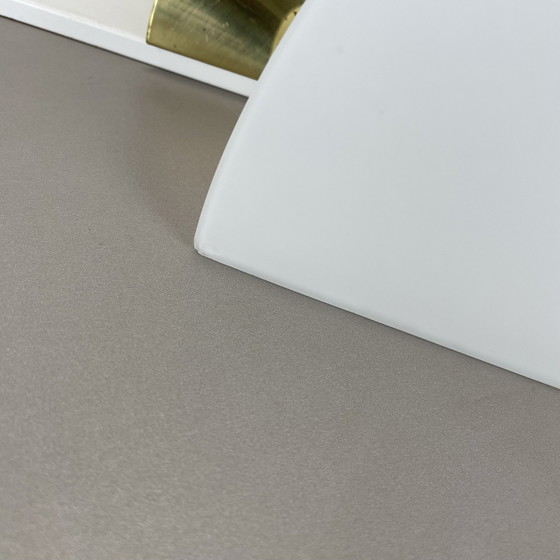 Image 1 of Set van 2 wandlampen van messing en satijnglas van Glashütte Limburg, Duitsland, 1980S