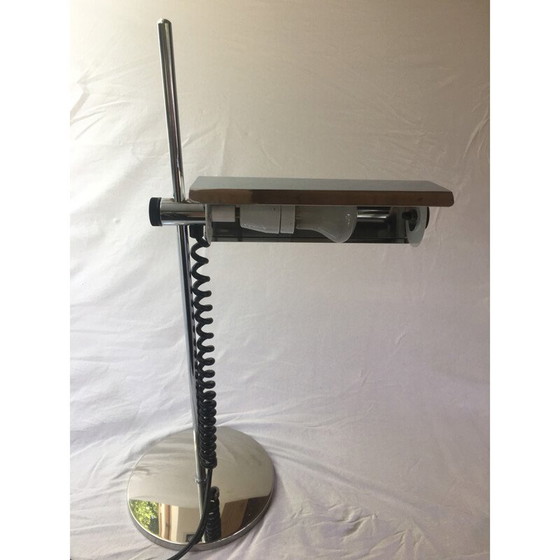Image 1 of Vintage chromen bureaulamp met flens op steel, Duits 1980