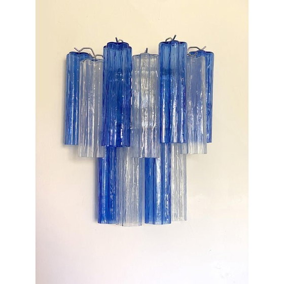 Image 1 of Moderne Blauwe Tweekleurige "Tronchi" Wandarmatuur In Venini Stijl