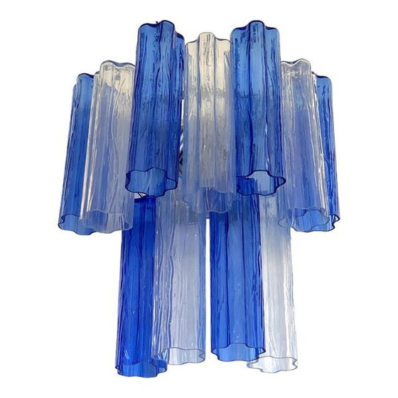 Image 1 of Moderne Blauwe Tweekleurige "Tronchi" Wandarmatuur In Venini Stijl