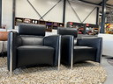 2 Leolux Goncharov Fauteuils zwart leer 