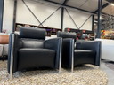 2 Leolux Goncharov Fauteuils zwart leer 
