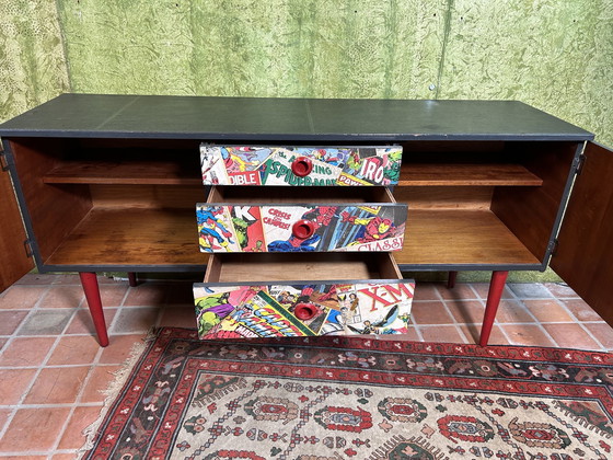 Image 1 of Mid century retro vintage strip dressoir van Schreiber