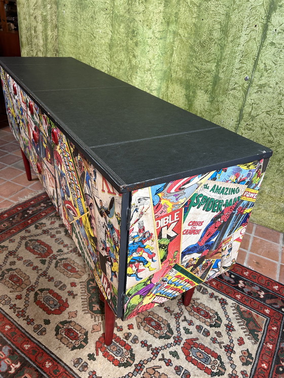 Image 1 of Mid century retro vintage strip dressoir van Schreiber