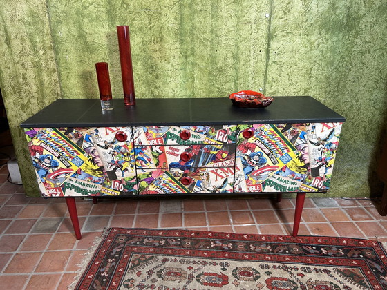 Image 1 of Mid century retro vintage strip dressoir van Schreiber