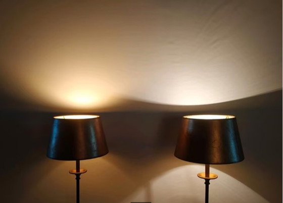 Image 1 of Set Neo Klassieke Vintage 'Hollywood Regency Style' Tafellamp/Vloerlampen