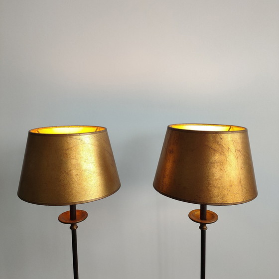 Image 1 of Set Neo Klassieke Vintage 'Hollywood Regency Style' Tafellamp/Vloerlampen