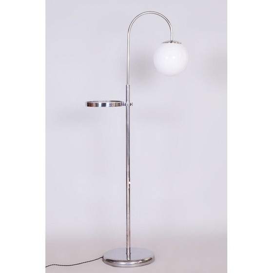 Image 1 of Vintage Bauhaus vloerlamp van staal en melkglas, Tsjecho-Slowakije 1930