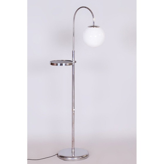 Image 1 of Vintage Bauhaus vloerlamp van staal en melkglas, Tsjecho-Slowakije 1930