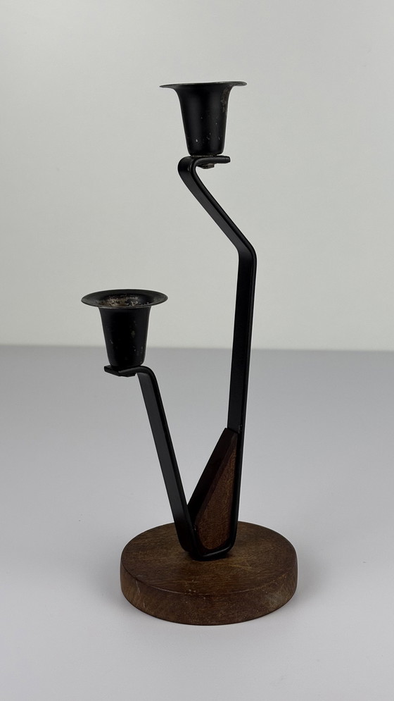 Image 1 of Vintage Brutalist Dubbele Kandelaar Brovorm 