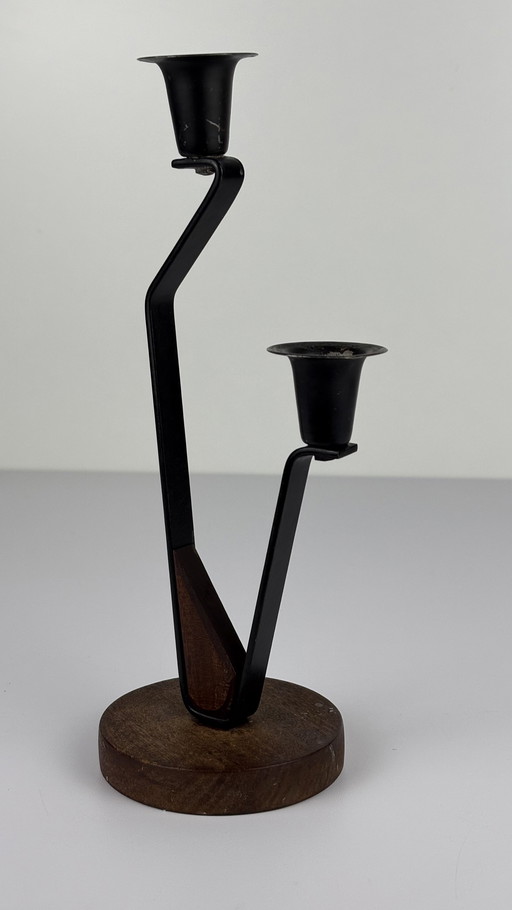 Vintage Brutalist Dubbele Kandelaar Brovorm 