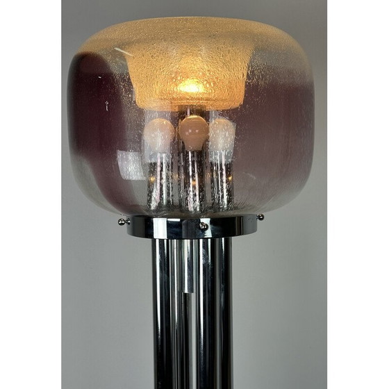 Image 1 of Vintage vloerlamp in chroom metaal en geblazen Murano glas van Toni Zuccheri, Italië 1970