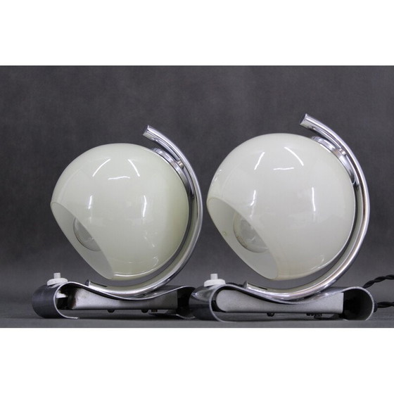 Image 1 of Paar vintage Art Deco tafellampen van chroomstaal, Tsjecho-Slowakije 1930