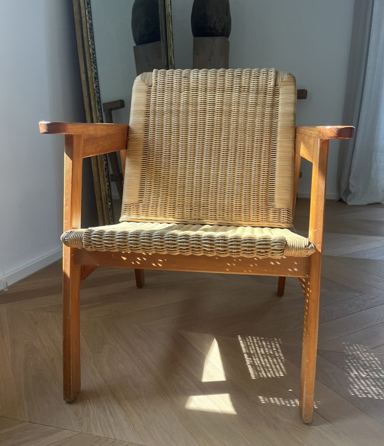 Image 1 of Design fauteuils, rotan en houten fauteuils, Mid Century fauteuils, Nederland