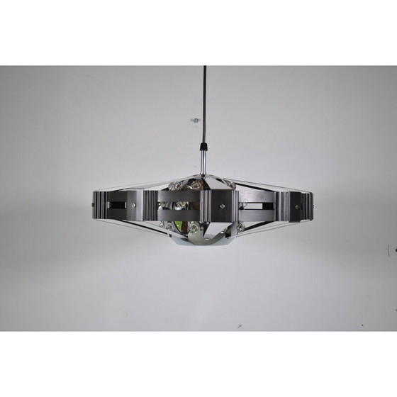 Image 1 of Vintage verchroomd stalen hanglamp, 1970