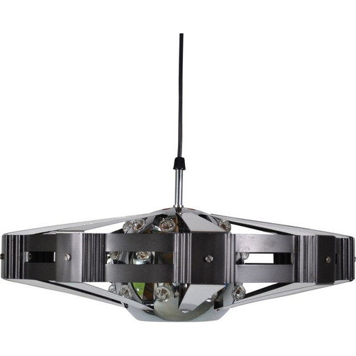 Vintage verchroomd stalen hanglamp, 1970
