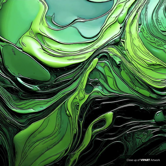 Image 1 of Vipart Abstract Artwork | Vloeibare Groene Verf