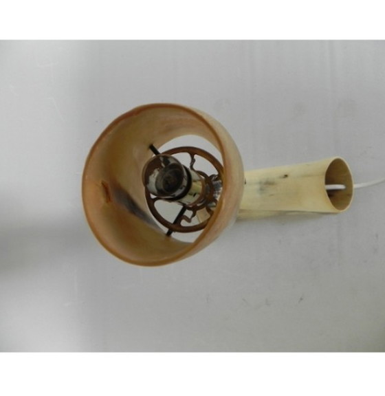Image 1 of Vintage bureaulamp gemaakt van hoorns