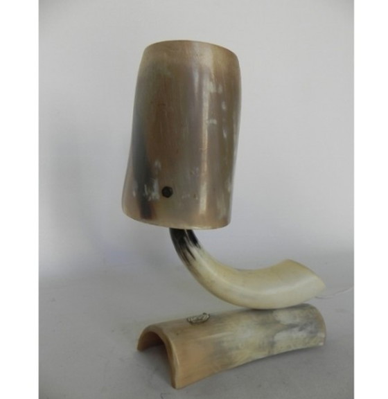 Image 1 of Vintage bureaulamp gemaakt van hoorns