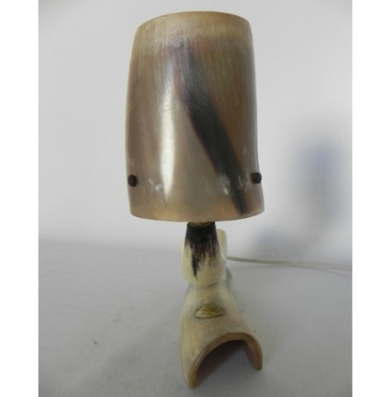 Image 1 of Vintage bureaulamp gemaakt van hoorns