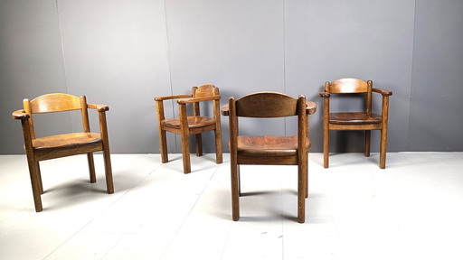 Vintage houten fauteuils gemaakt in België, jaren 1970