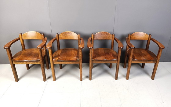 Image 1 of Vintage houten fauteuils gemaakt in België, jaren 1970