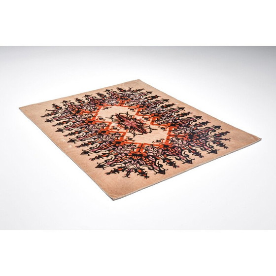 Image 1 of Vintage handgeknoopt art deco vloerkleed met wol van Jaap Gidding, Nederland 1920