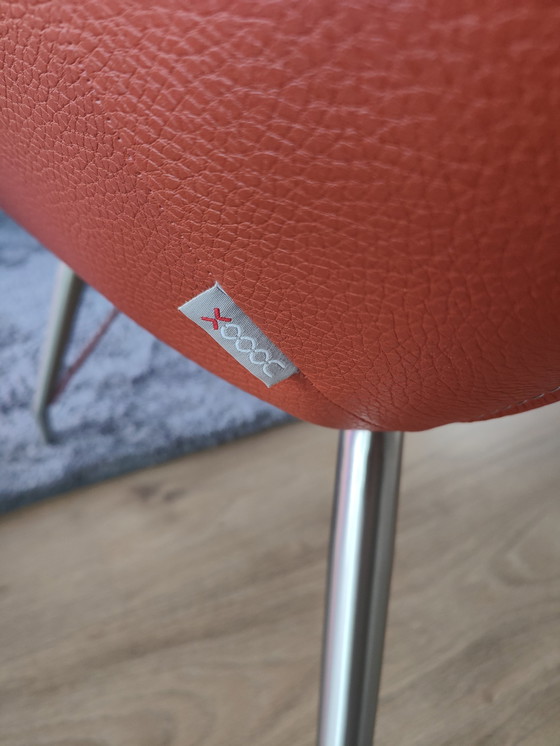 Image 1 of 2x Xooon fauteuil grijze stof met rood leer