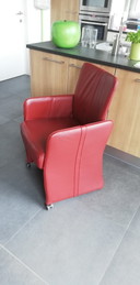 6x  Moderne Kalflederen eetkamer-fauteuils