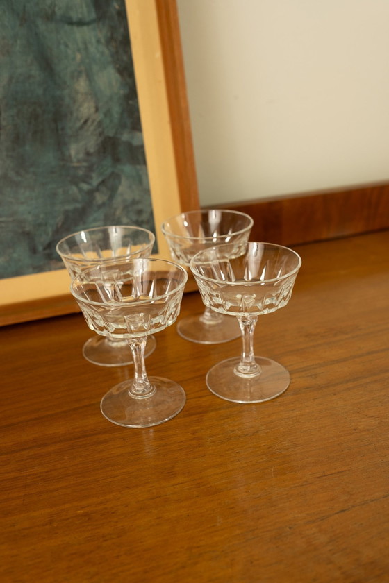 Image 1 of Set Van 4 Vintage Glazen Coupes