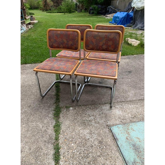 Image 1 of Set van 4 mid century gestoffeerde Cesca stoelen, Italië 1970