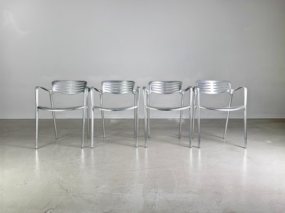 Image 1 of Set van 4 Toledo stoelen Amat-3 Jorge Pensi aluminium design tuinstoel