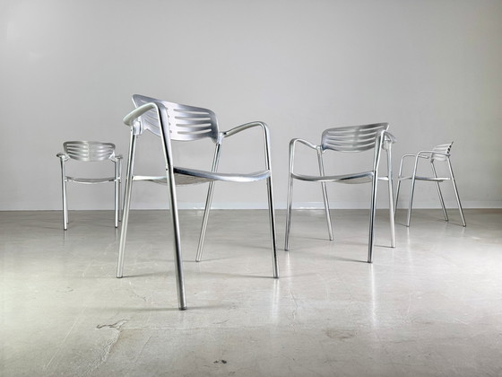 Image 1 of Set van 4 Toledo stoelen Amat-3 Jorge Pensi aluminium design tuinstoel