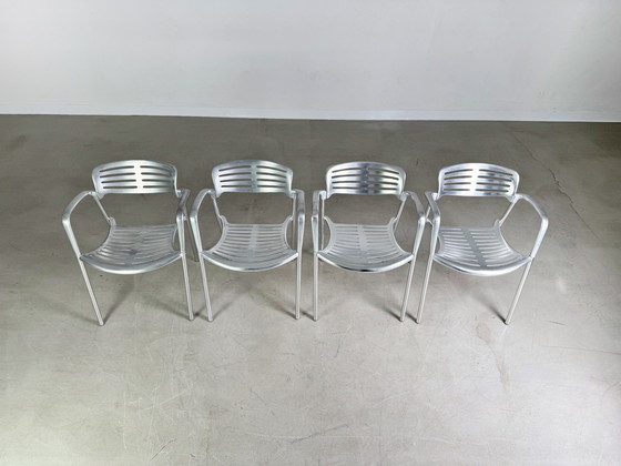 Image 1 of Set van 4 Toledo stoelen Amat-3 Jorge Pensi aluminium design tuinstoel